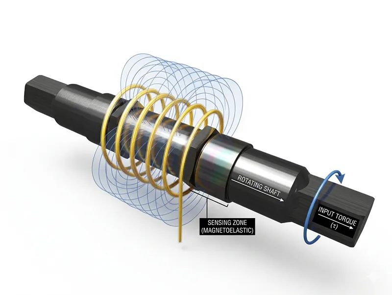 Magnetoelastic measuring zone on a rotating shaft under torque
